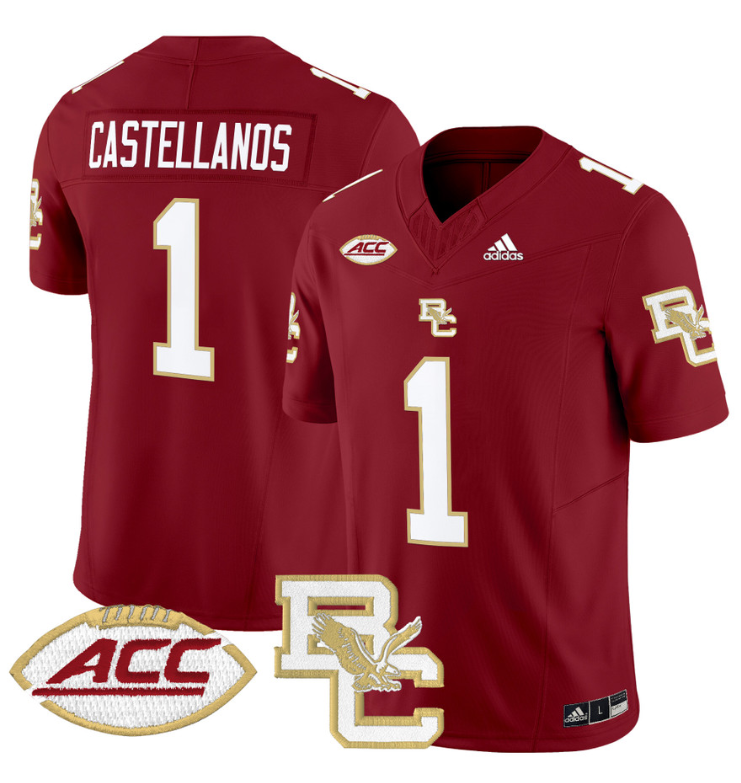 Thomas Castellanos Jersey #1 Boston College Eagles 2024 Stitched Maroon