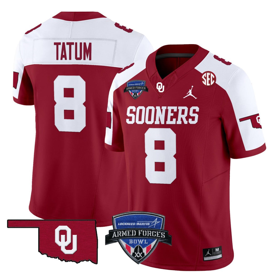 Taylor Tatum Jersey #8 Oklahoma Sooners 2025 Armed Forces Bowl Patch Alternate