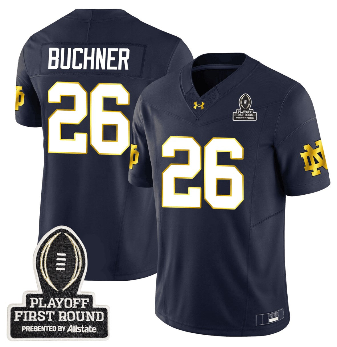 Tyler Buchner Jersey #26 Notre Dame Fighting Irish CFP First Round Patch Navy