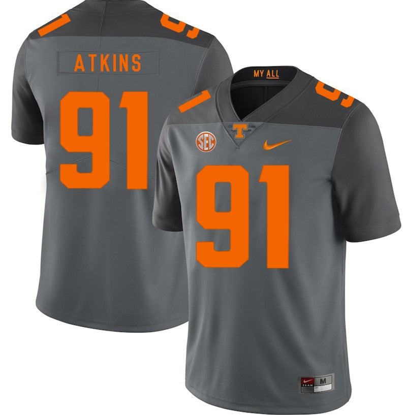 Tennessee Volunteers Doug Atkins Jersey #91 Football NCAA Jerseys Gray Orange