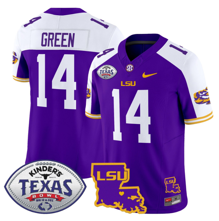 Kyren Lacy Jersey #2 LSU Tigers 2024 Texas Bowl Patch Football Stitched Gold