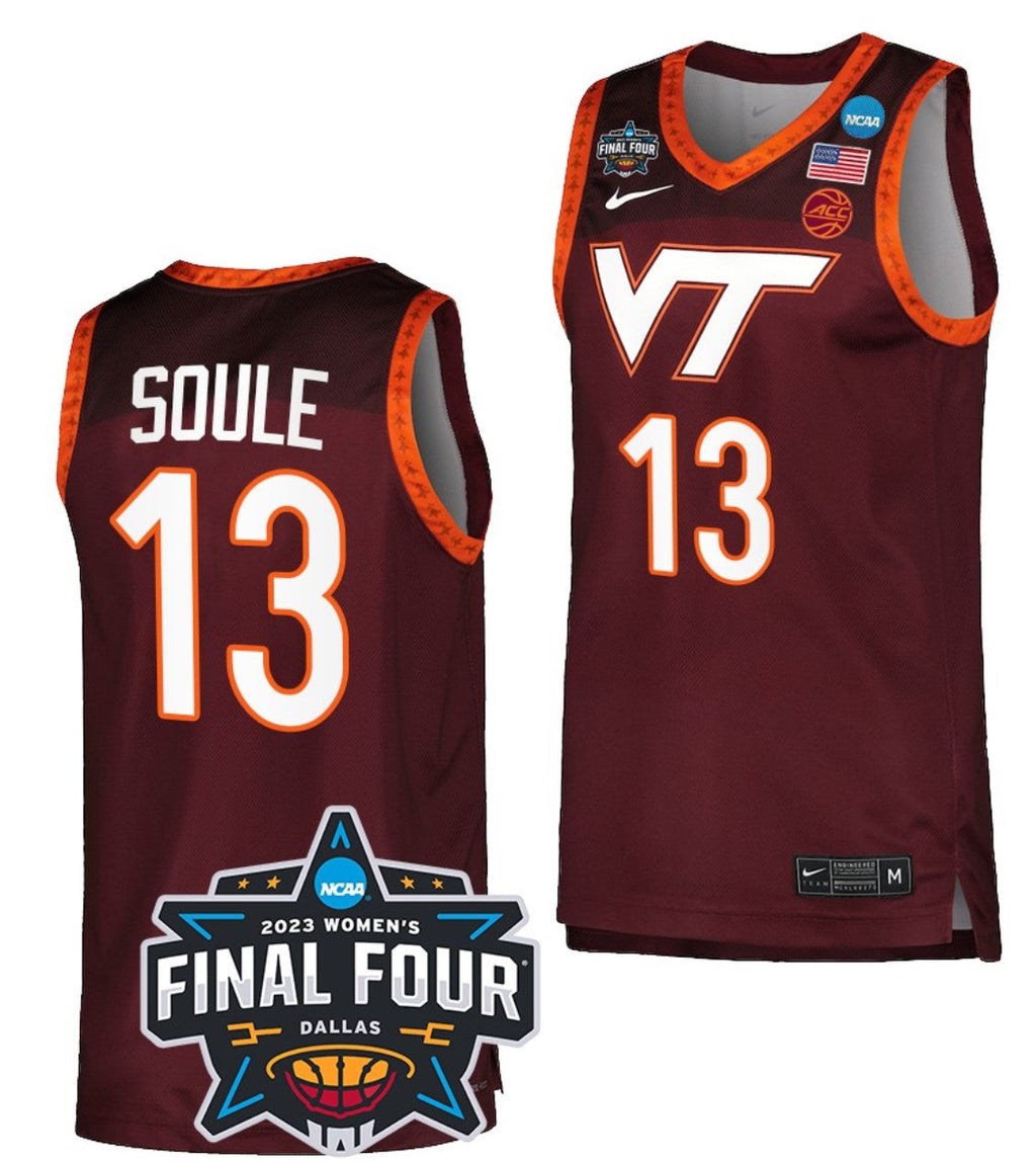 Taylor Soule Jersey Virginia Tech Hokies College Basketball 2023 NCAA March Madness Final Four Maroon #13