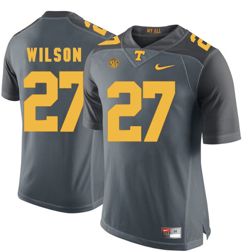 Tennessee Volunteers Toby Wilson Jersey #27 Football NCAA Jerseys Gray