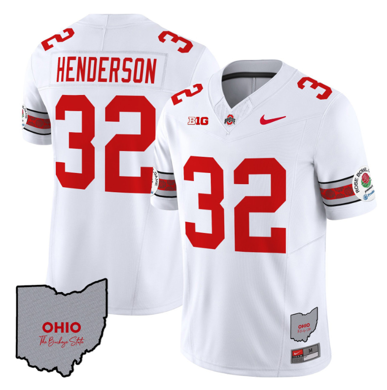 Treveyon Henderson Jersey #32 Ohio State Rose Bowl Football V3 White