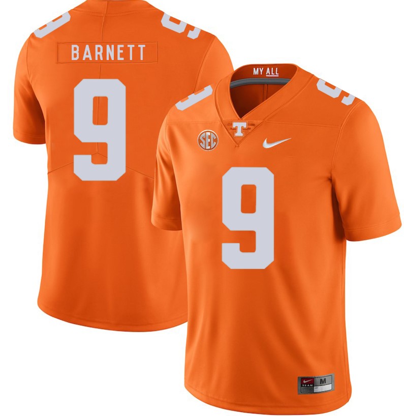 Tennessee Volunteers Dereck Barnett Jersey #9 Football NCAA Jerseys Orange