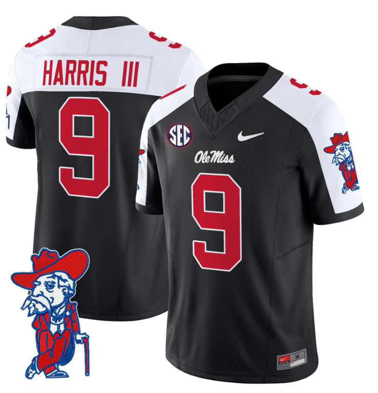 Tre Harris Jersey #9 Ole Miss Rebels Vapor Limited College Football Stitched Black Alternate