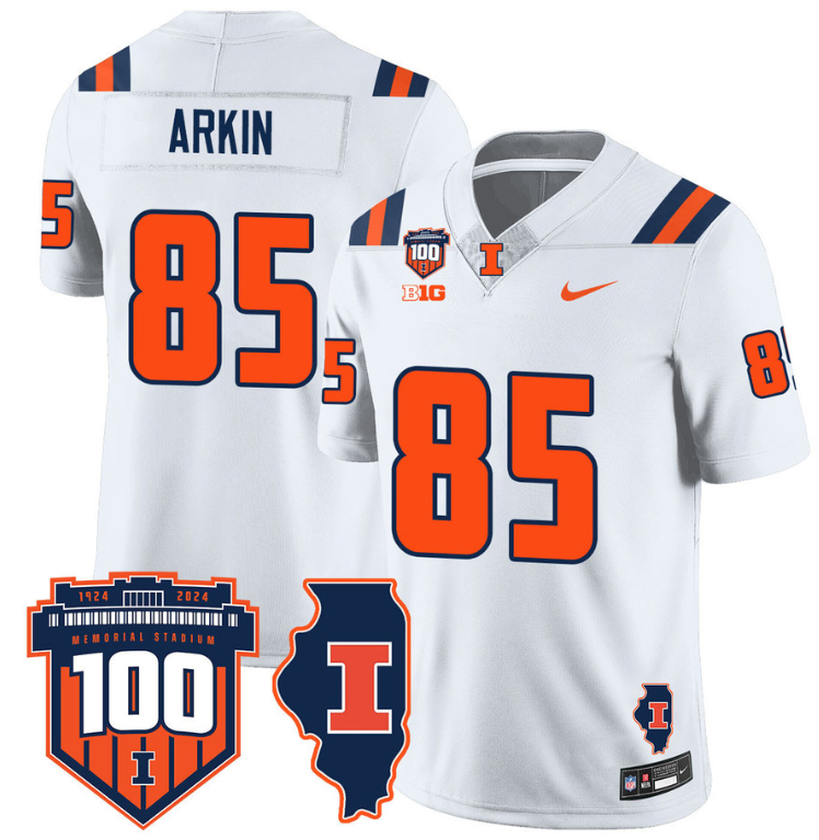 Tanner Arkin Jersey #85 Illinois Fighting Vapor Limited College Football Stitched White