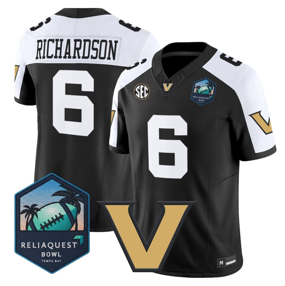 Tre Richardson Jersey #6 Vanderbilt Commodores 2025 ReliaQuest Bowl Stitched