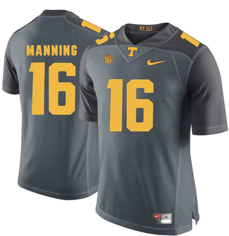 Tennessee Volunteers Peyton Manning Jersey #16 Football NCAA Jerseys Gray