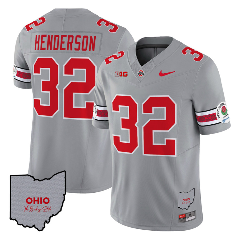 Treveyon Henderson Jersey #32 Ohio State Rose Bowl Football V3 Gray