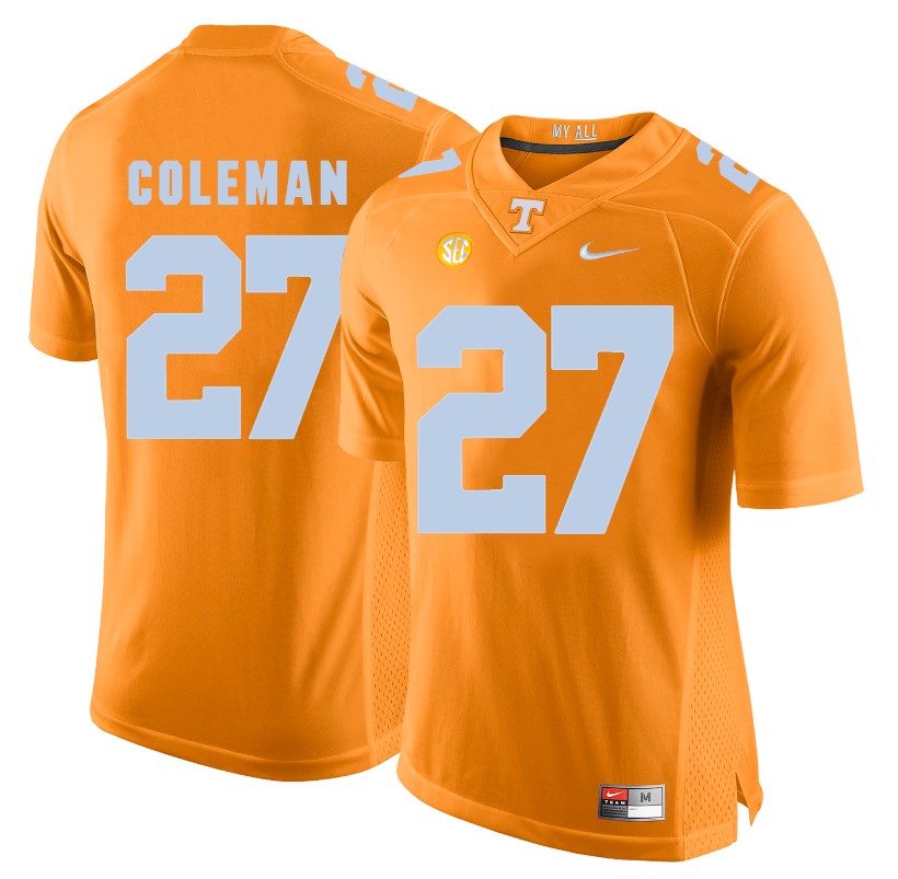 Tennessee Volunteers Justin Coleman Jersey #27 Football NCAA Jerseys Light Orange