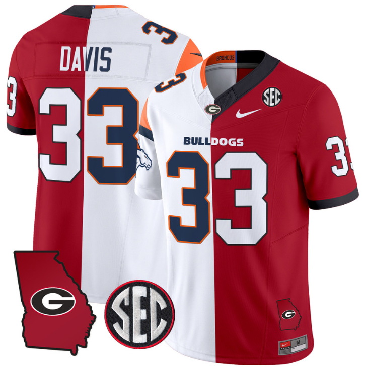 Terrell Davis Jersey #33 Georgia Bulldogs Split Vapor Football Stitched