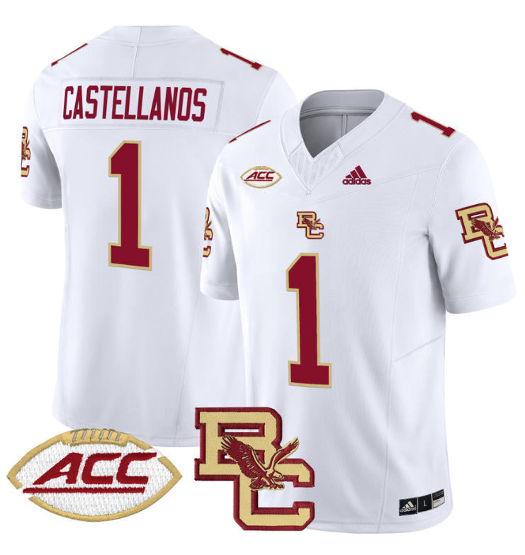 Thomas Castellanos Jersey #1 Boston College Eagles 2024 Stitched White