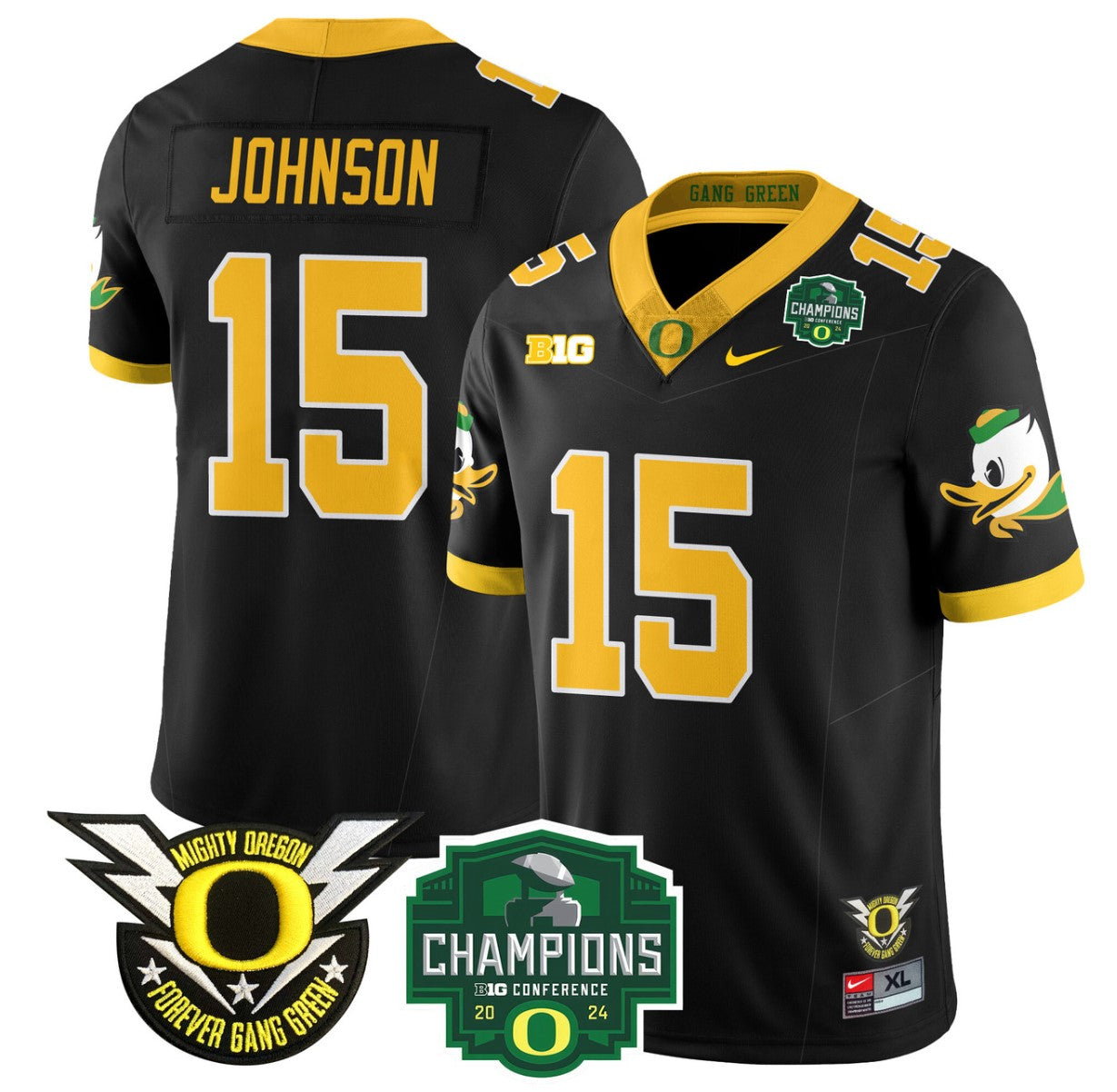 Tez Johnson Jersey #15 Oregon Ducks 2024 Big Ten Champions Football Black