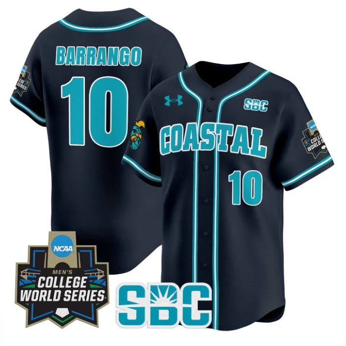 Ty Barrango Jersey #10 Coastal Carolina Chanticleers 2025 World Series Navy