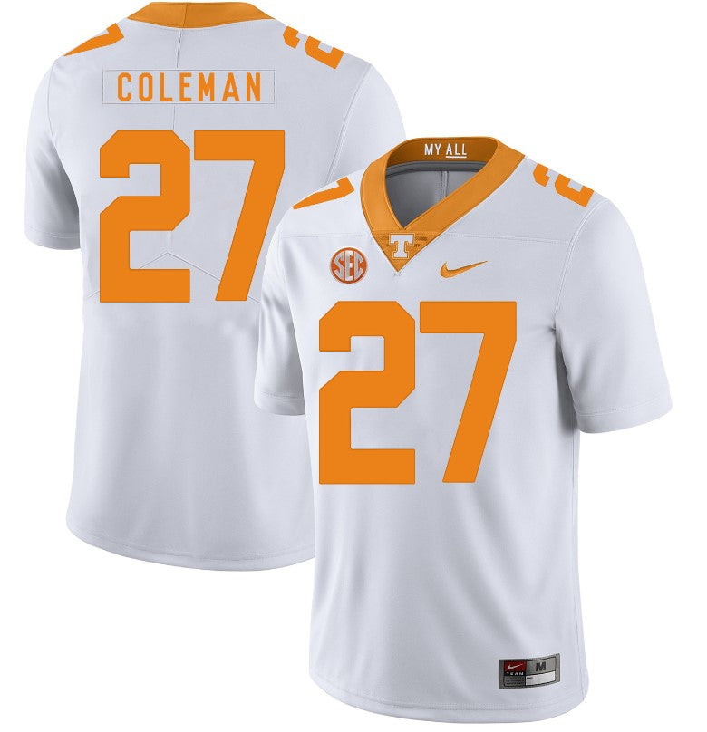 Tennessee Volunteers Justin Coleman Jersey #27 Football NCAA Jerseys White
