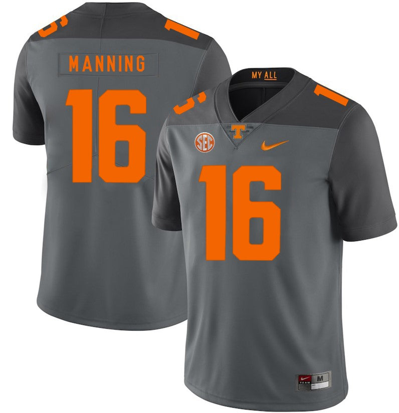 Tennessee Volunteers Peyton Manning Jersey #16 Football NCAA Jerseys Gray Orange