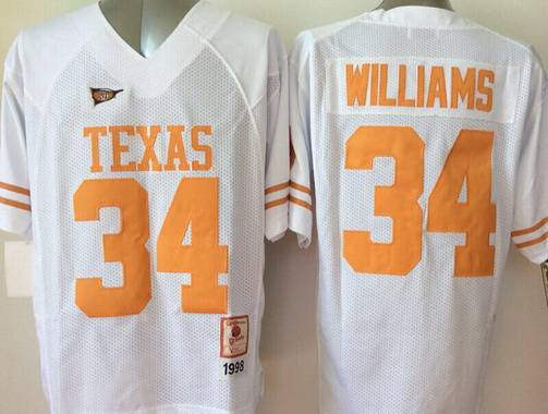 Texas Longhorns #34 Ricky Williams White Throwback NCAA Football Jersey
