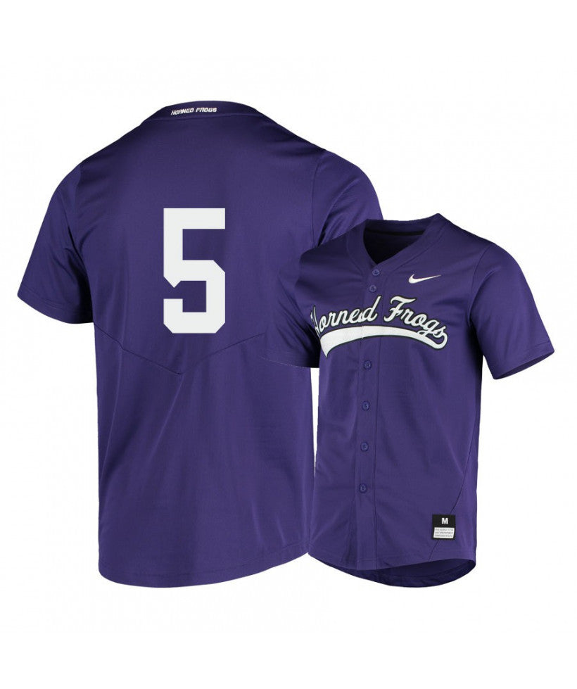 TCU Horned Frogs 5 Sam Thompson Purple Elite Baseball Jersey