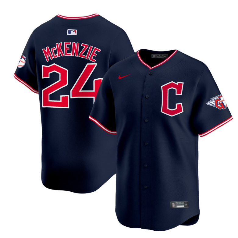 Triston McKenzie Jersey #24 Cleveland Guardians 2025 Vapor Premier Limited All Stitched Navy