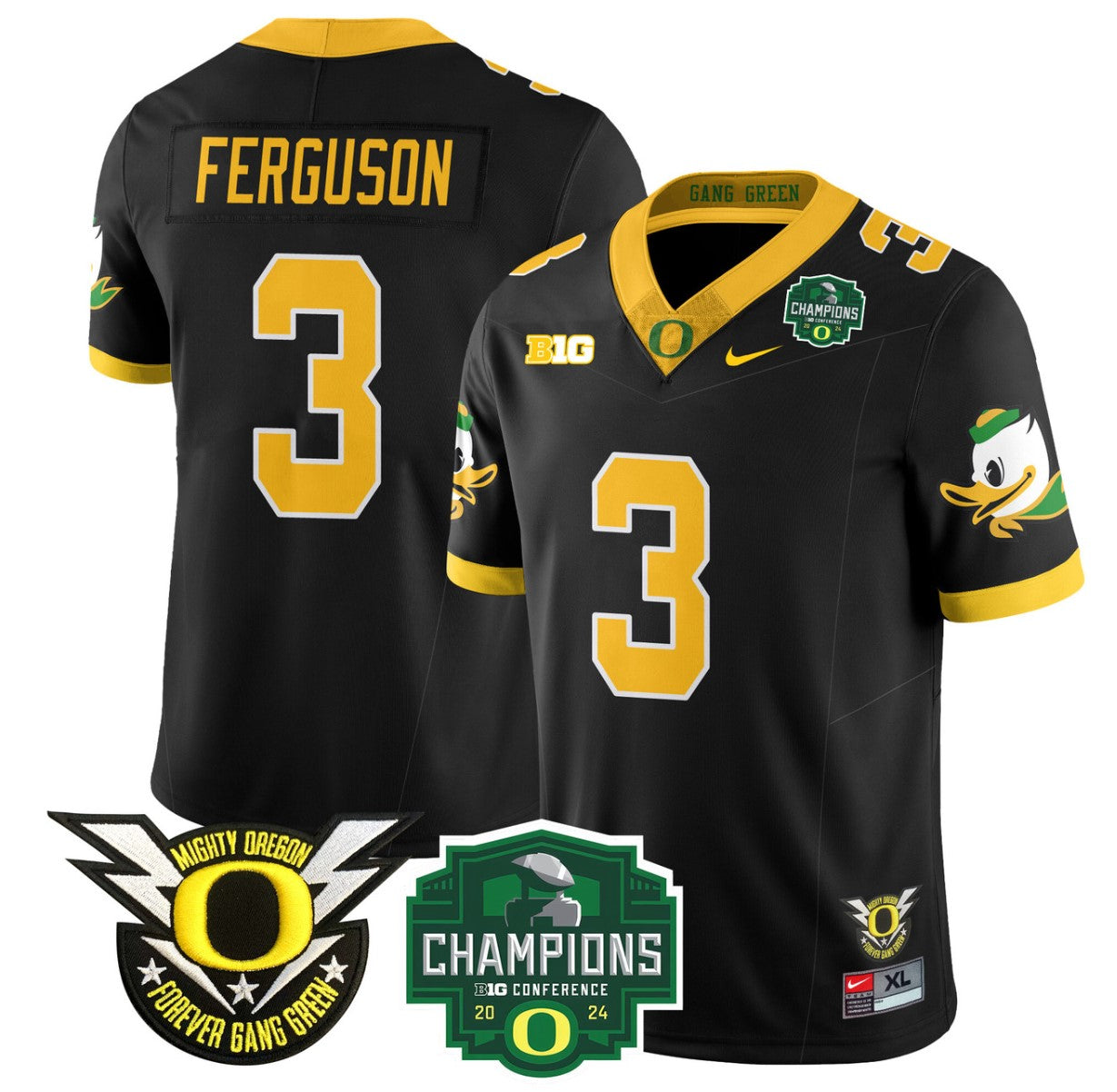 Terrance Ferguson Jersey #3 Oregon Ducks 2024 Big Ten Champions Football Black