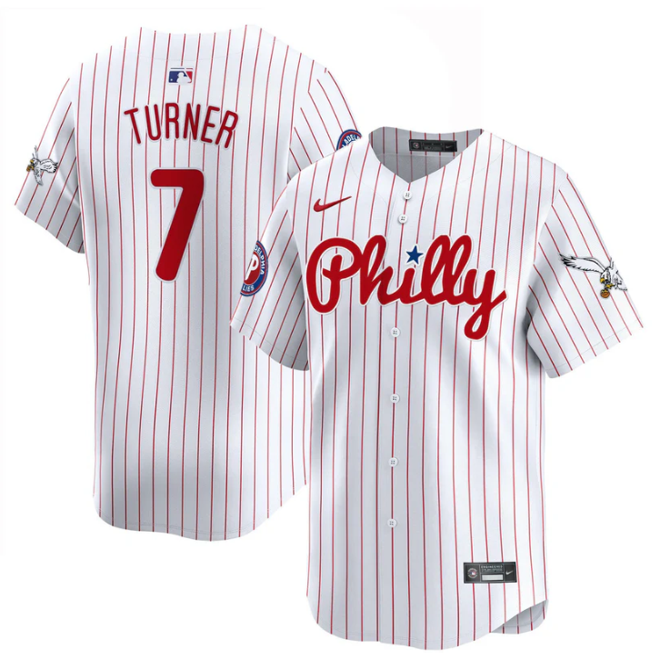 Trea Turner Jersey #7 Phillies and Eagles Vapor Premier Limited Stitched Pinstripe