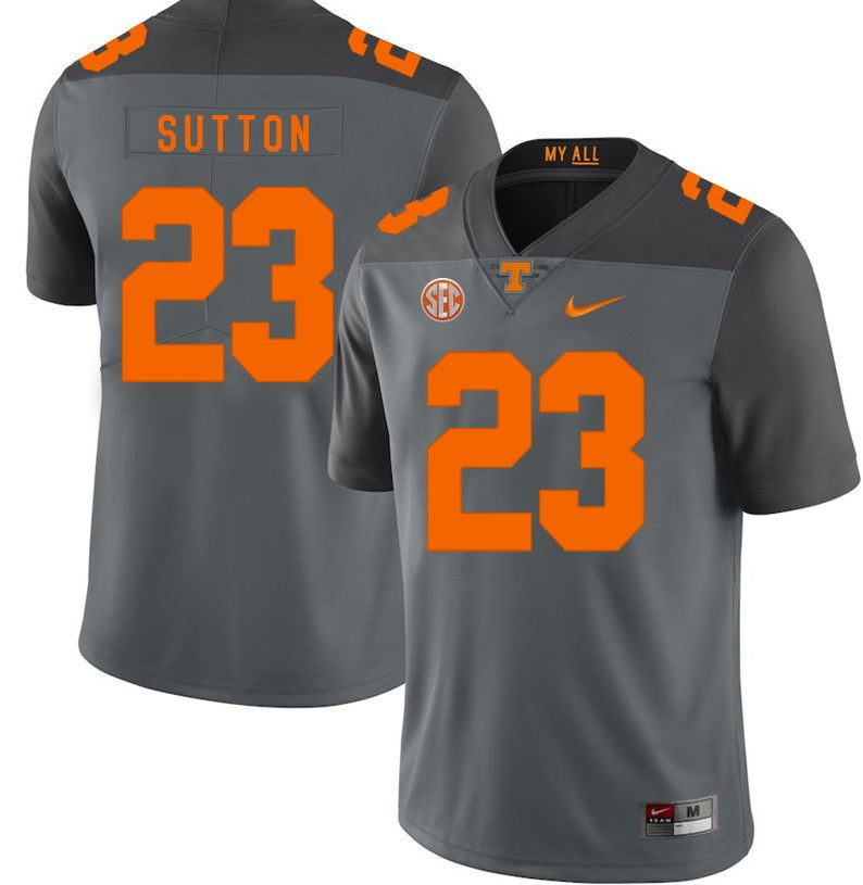 Tennessee Volunteers Cameron Sutton Jersey #23 Football NCAA Jerseys Gray