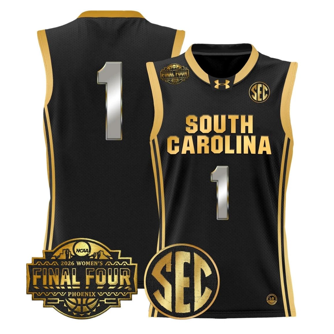 Team Jersey #1 South Carolina 2026 Final Four Basketball Stitched Black Gold