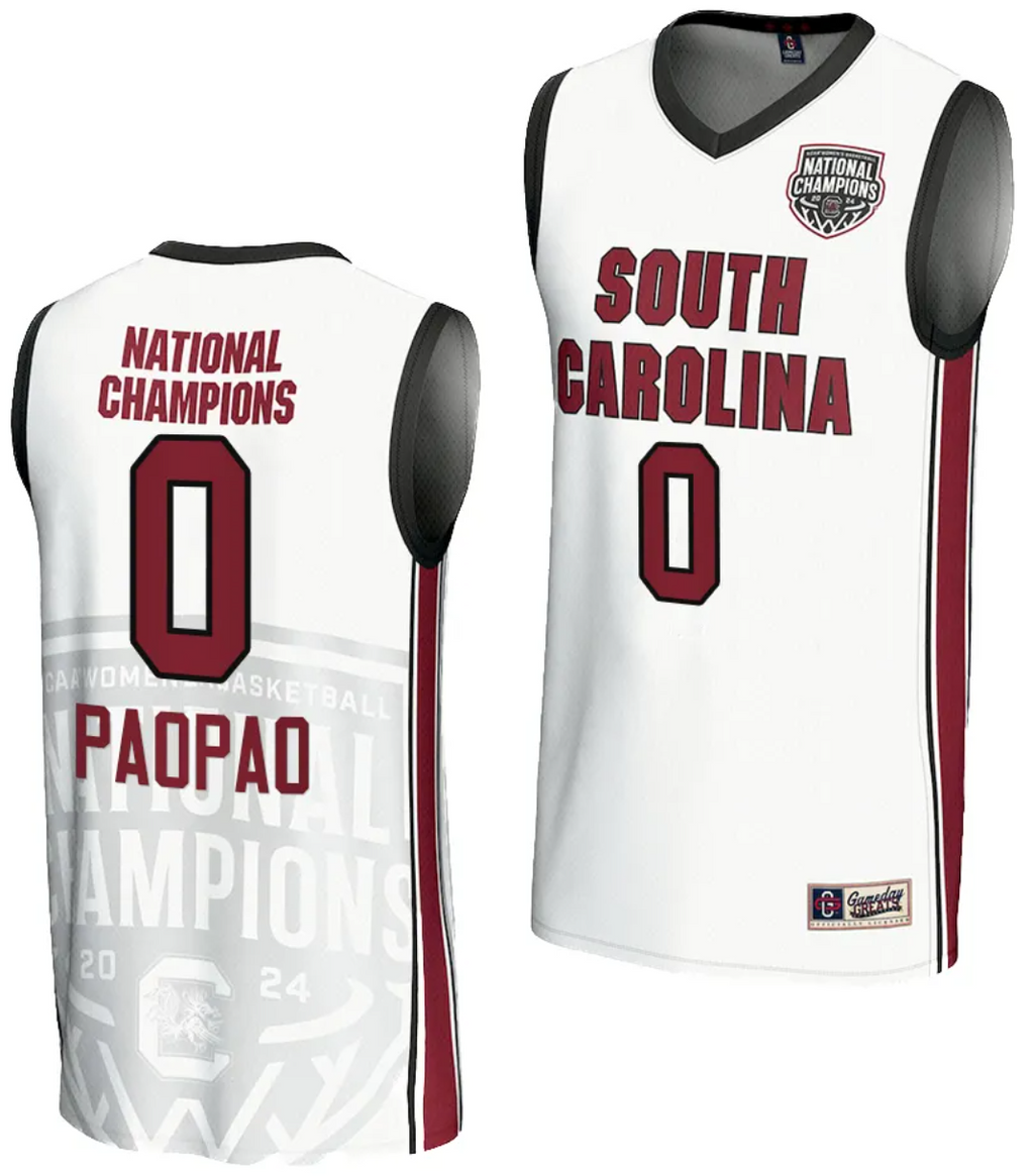Te-Hina Paopao Jersey #0 South Carolina Gamecocks 2024 NCAA Basketball National Champions White