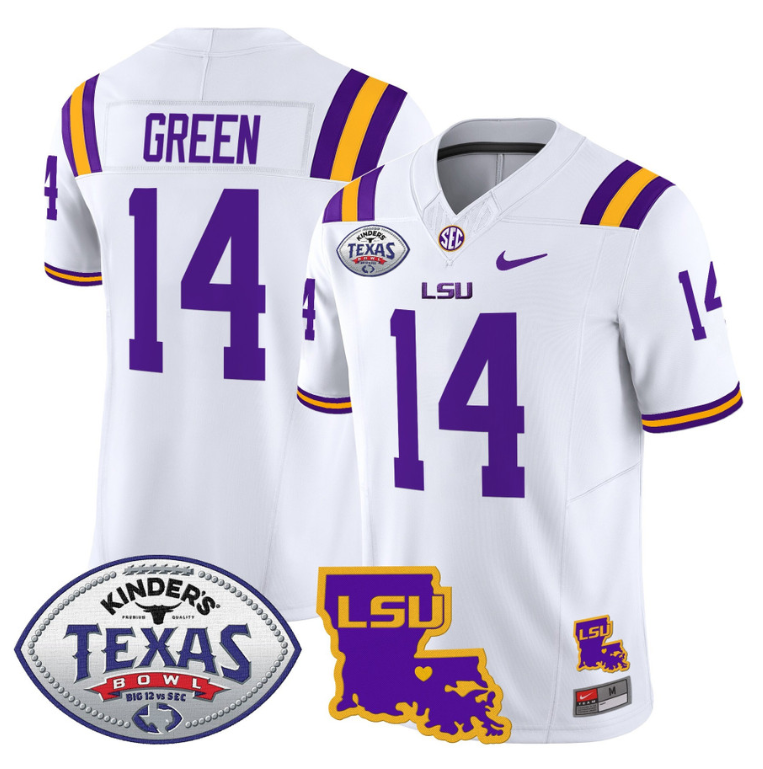 Trey'Dez Green Jersey #14 LSU Tigers 2024 Texas Bowl Football White