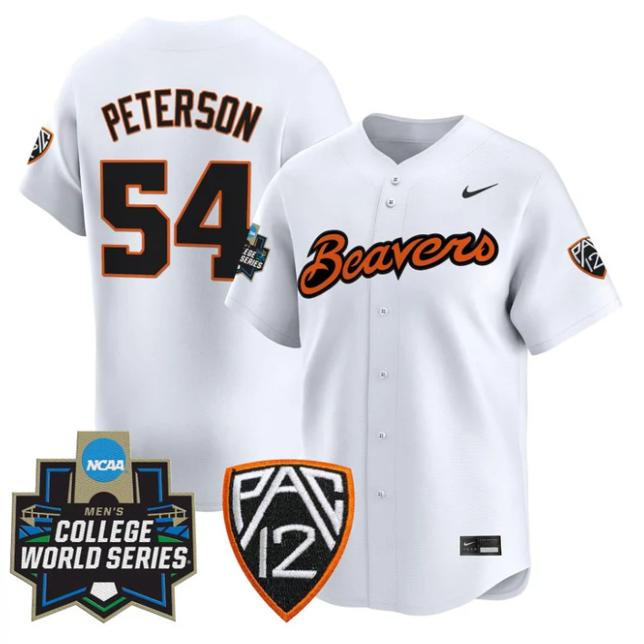 Tyce Peterson Jersey #54 Oregon State Beavers 2025 World Series Stitched White
