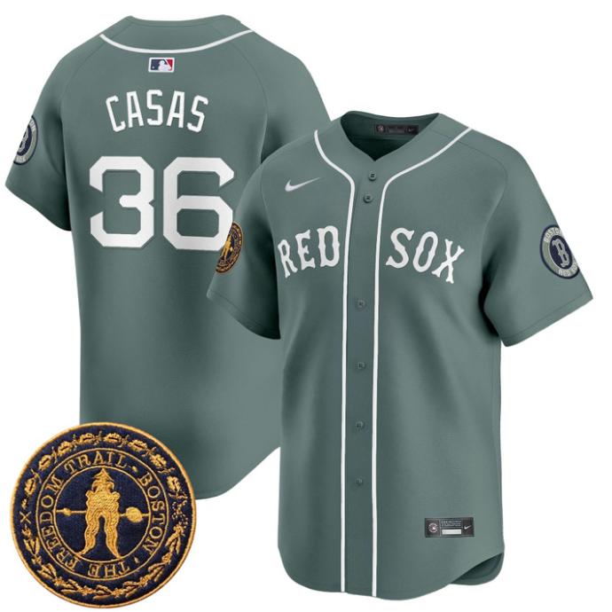 Triston Casas Jersey #36 Boston Red Sox Freedom Trail Patch Vapor Premier Limited Stitched Green