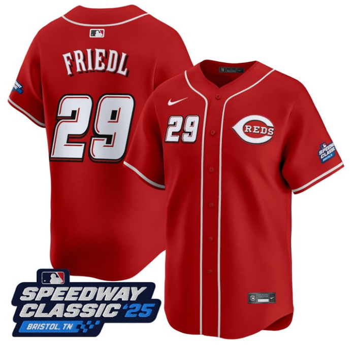 TJ Friedl Jersey #29 Cincinnati Reds Speedway Classic Limited Stitched Red