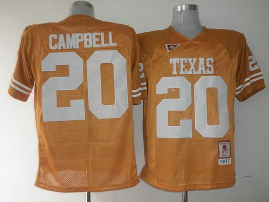 Texas Longhorns #20 Earl Campbell Orange Throwback NCAA Football Jersey