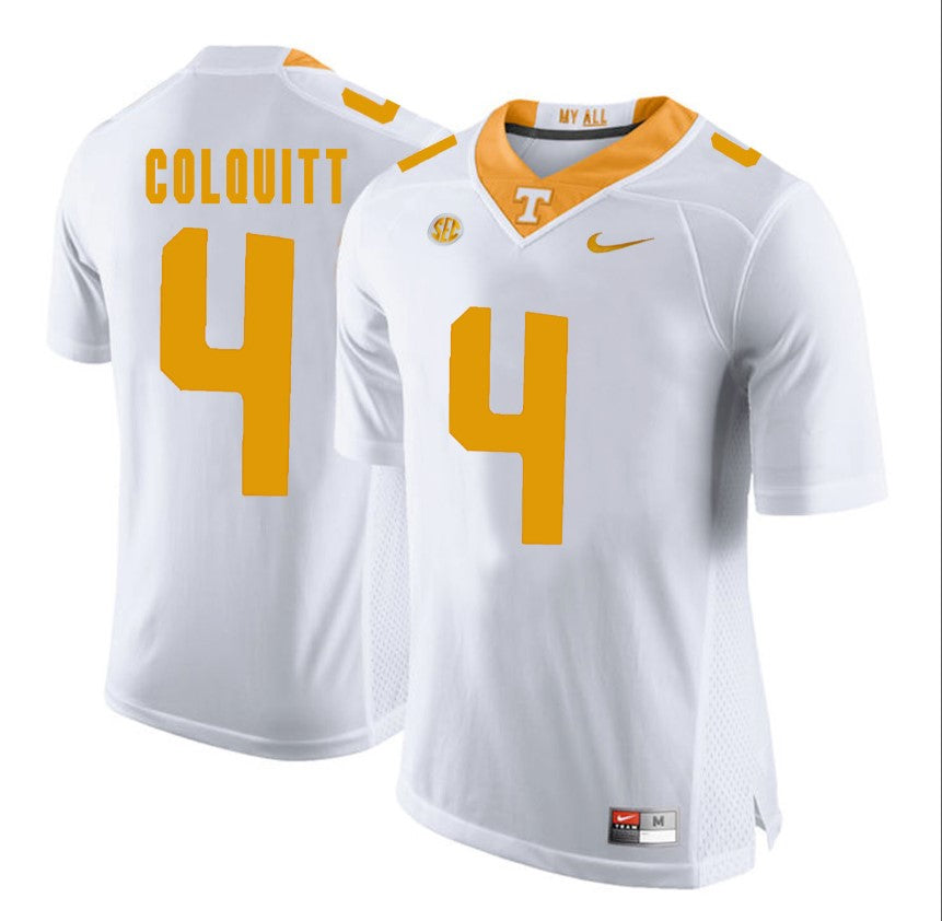 Tennessee Volunteers Britton Colquitt Jersey #4 Football NCAA Jerseys White