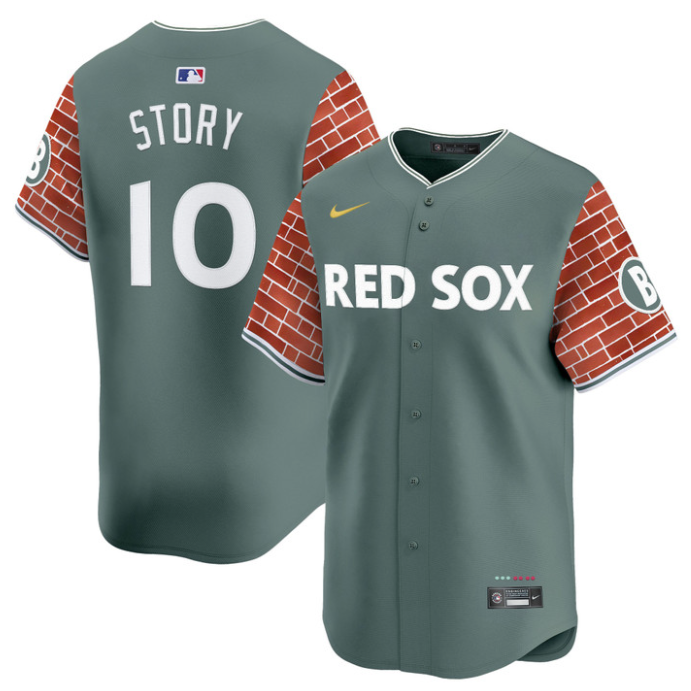 Trevor Story Jersey #10 Boston Red Sox 2025 Fenway Red Brick Style Vapor Premier Stitched Green