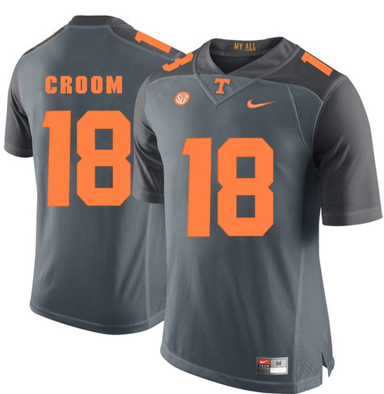 Tennessee Volunteers Jason Croom Jersey #18 Football NCAA Jerseys Gray Orange