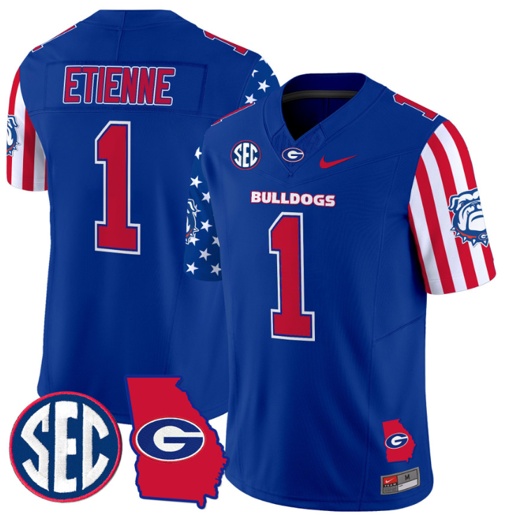 Trevor Etienne Jersey #1 Georgia Bulldogs American Style Vapor Limited Football Stitched Royal
