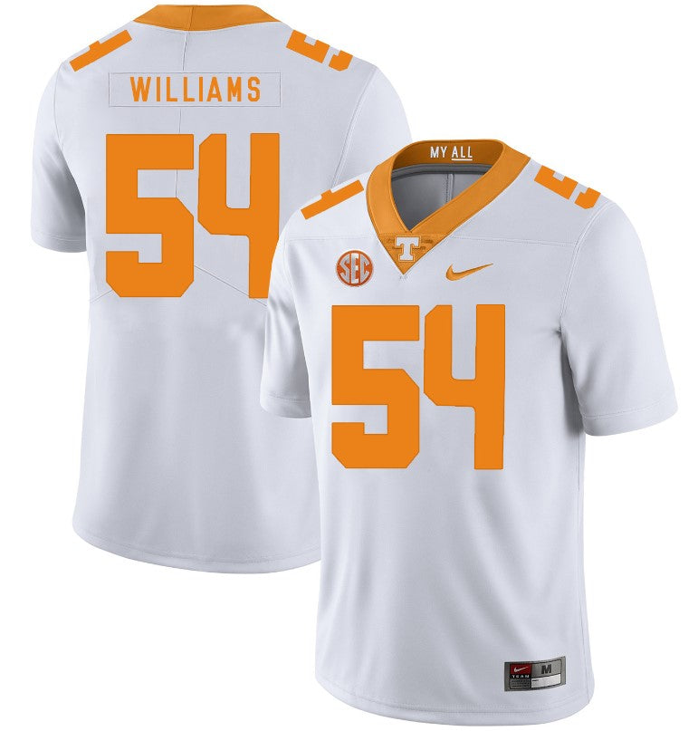 Tennessee Volunteers Jordan Williams Jersey #54 Football NCAA Jerseys White