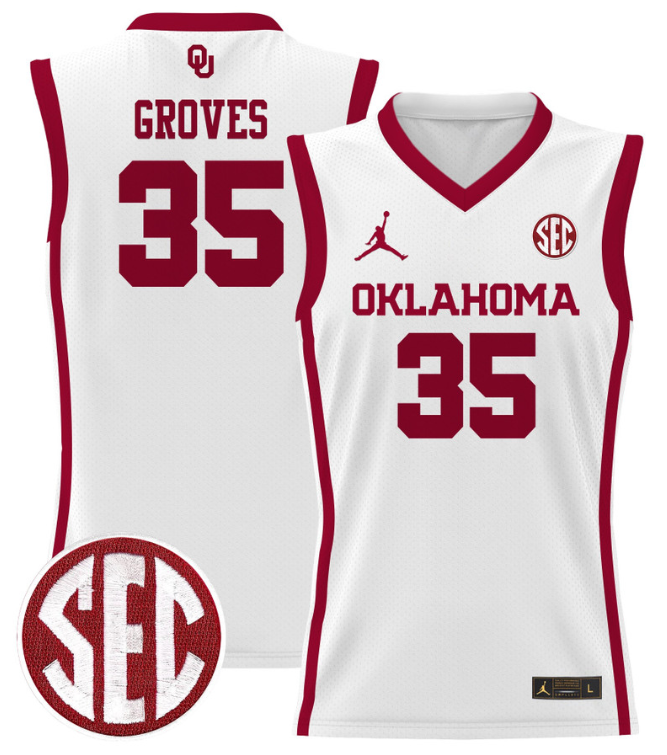 Tanner Groves Jersey #35 Oklahoma Sooners 2024 Lightweight Basketball White