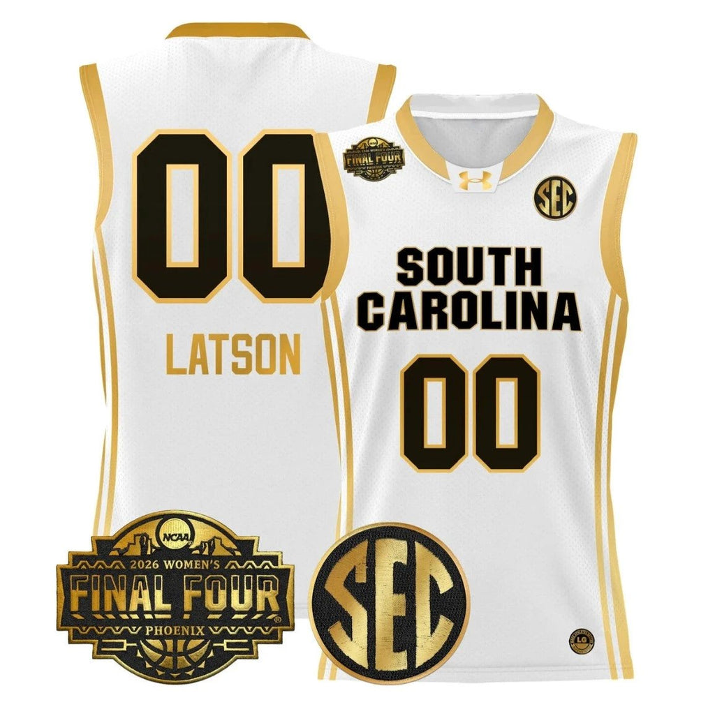 Ta'Niya Latson Jersey #00 South Carolina 2026 Final Four Stitched White Gold