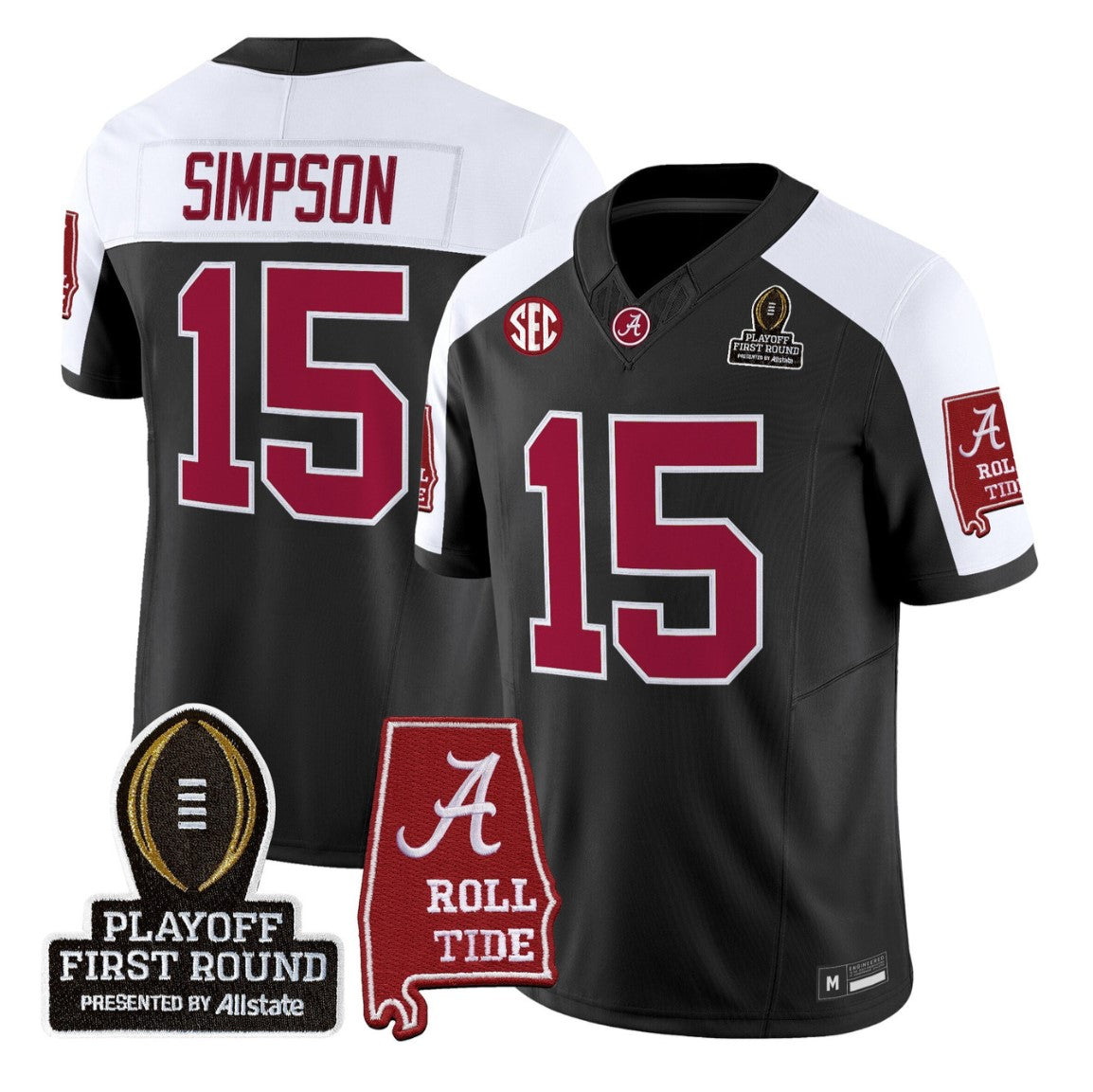 Ty Simpson Jersey #15 Alabama Crimson 2025 Playoff First Round Stitched
