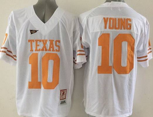 Texas Longhorns #10 Vince Young Burnt White Throwback NCAA Football Jersey