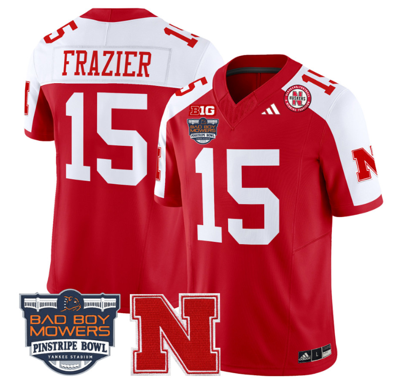 Tommie Frazier Jersey #15 Nebraska Cornhuskers 2025 Pinstripe Bowl Scarlet Alternate