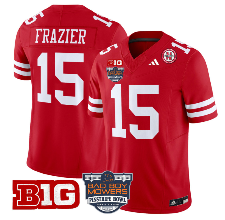 Tommie Frazier Jersey #15 Nebraska Cornhuskers 2025 Pinstripe Bowl Scarlet