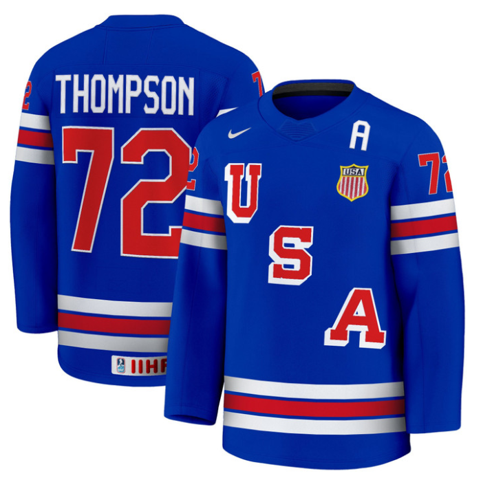 Tage Thompson Jersey #72 USA Hockey 2025 Premium Stitched Away