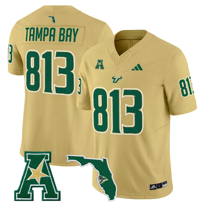 Tampa Bay Jersey #813 South Florida Bulls 2025 Vapor Limited Stitched Gold
