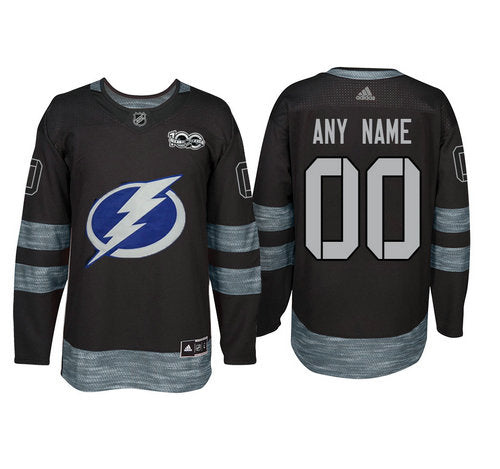 Tampa Bay Lightning Black 1917-2017 100th Anniversary Stitched NHL Custom Jersey