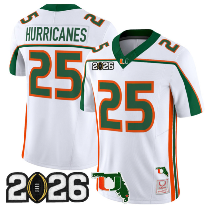 Team Jersey #1 Miami Hurricanes Throwback 2026 CFP Final Florida Patch Stitched