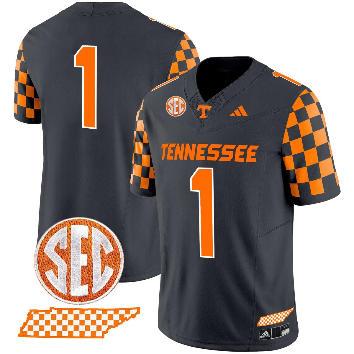 Team Jersey #1 Tennessee Vols Rebrand 2026 Checkerboard Stitched Smokey Grey